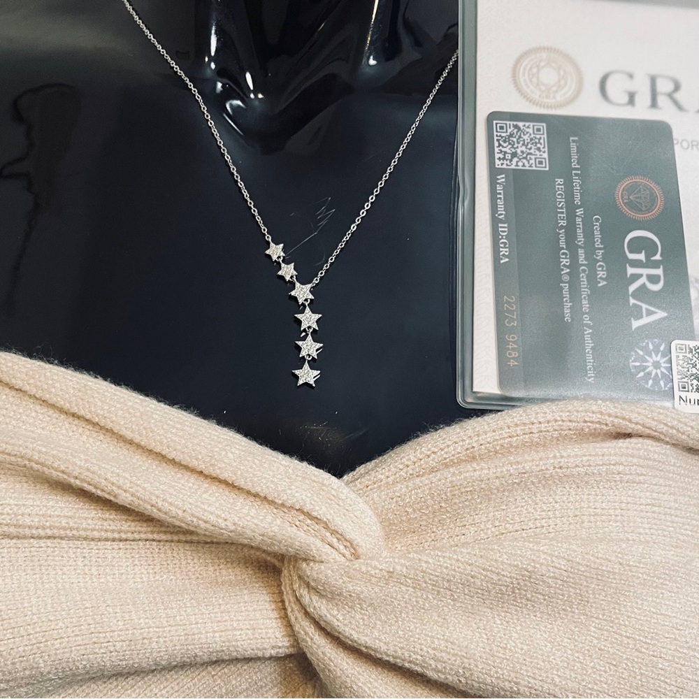 Moissanite Shooting Star Lariat Drop Necklace 925 Sterling Silver with GRA Cert